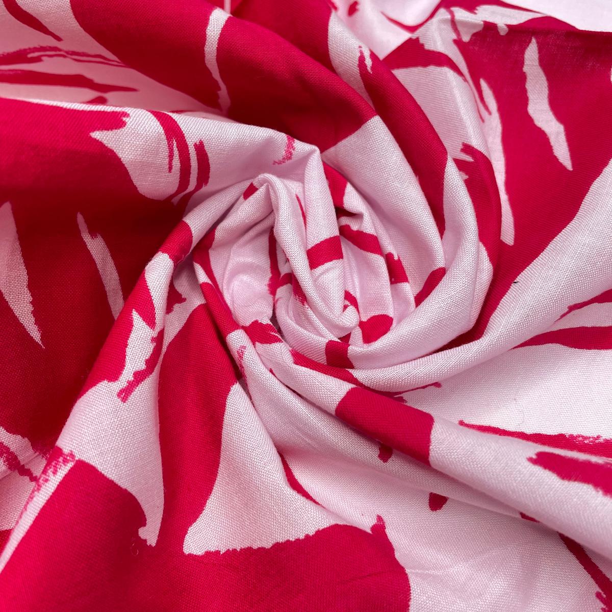 UB - 80s Paradise In Pink - Cotton Woven - Dark Pink/White Leaf - 2.85M Bundle