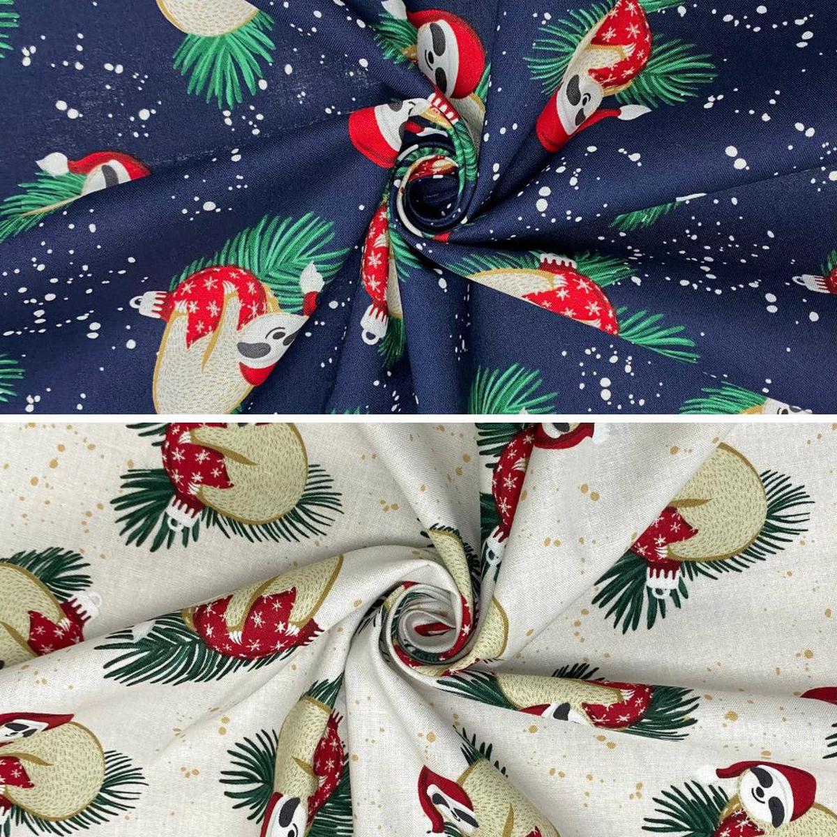 Christmas Sloths Cotton Fabric