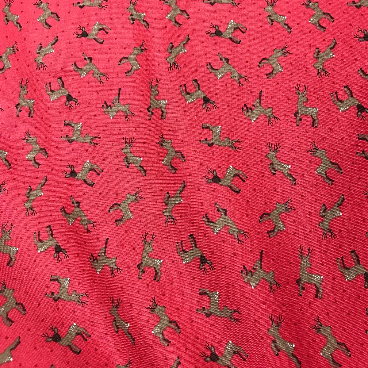 Small Things Reindeer on Christmas Red - Lewis & Irene Cotton Fabric