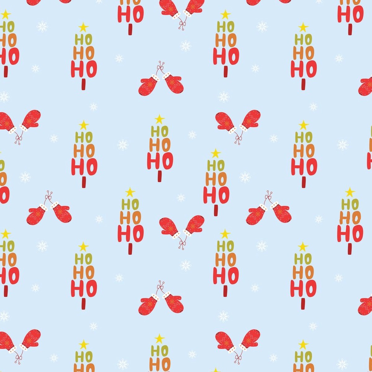 Ho Ho Ho Christmas Tree Fabric - Blue