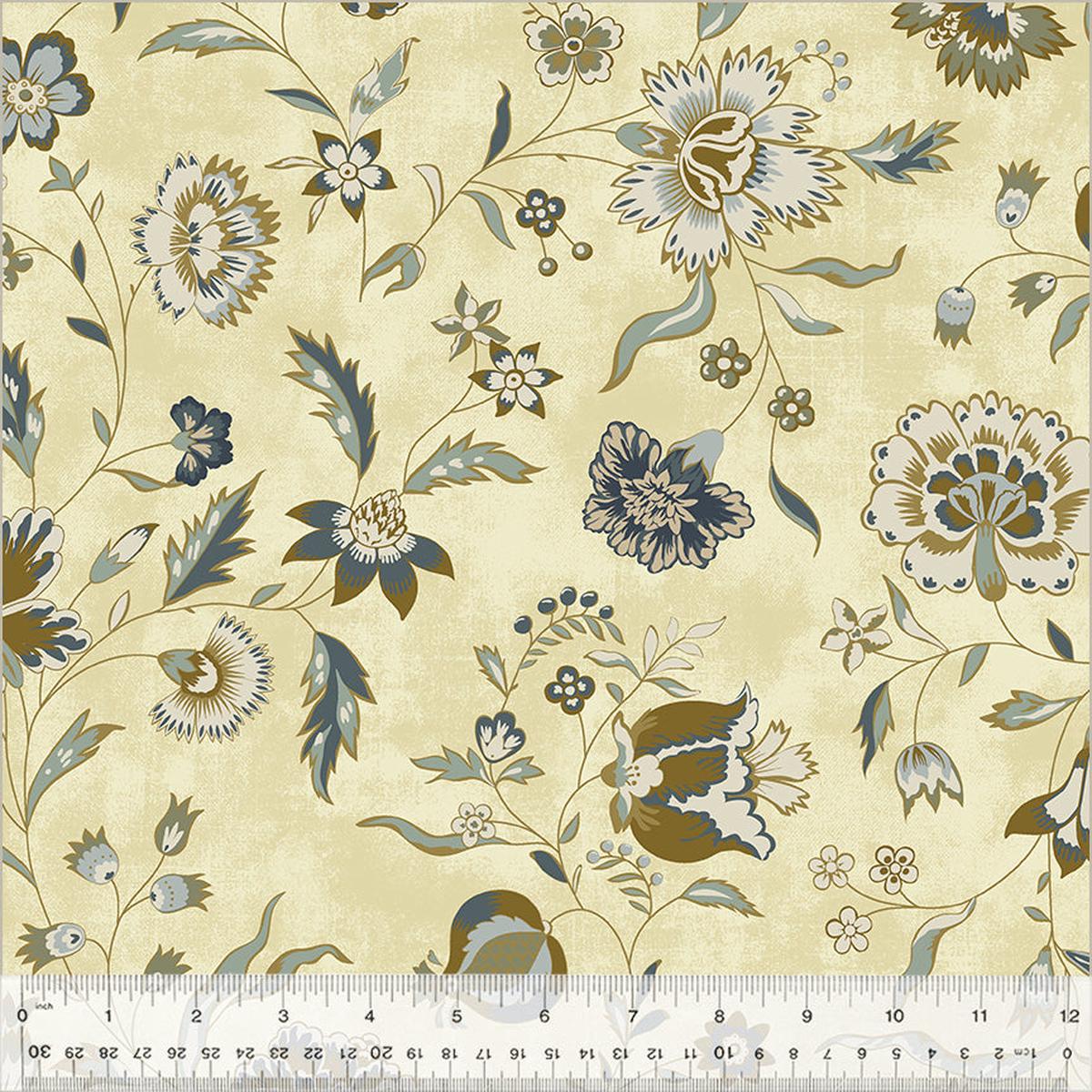 Fabric FLOURISH MOONSTONE from GARDEN TALE Collection by Jeanne Horton 53820-3 - Continuous yardage in 1/4 yd. installments