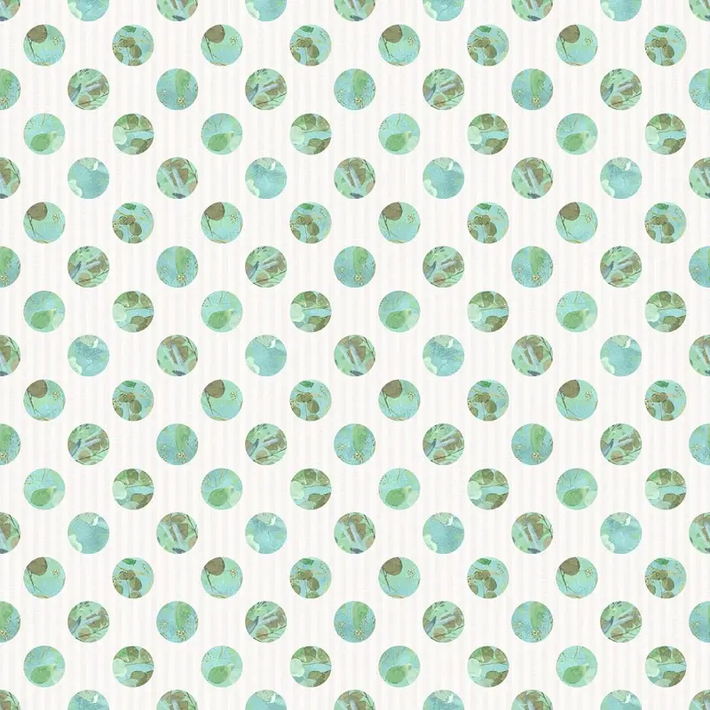 Fields of Eucalyptus Stripes & Dots Fabric - White