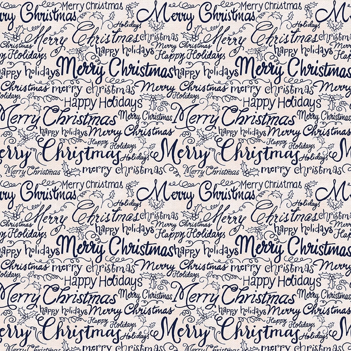 Christmas Words - Navy on White