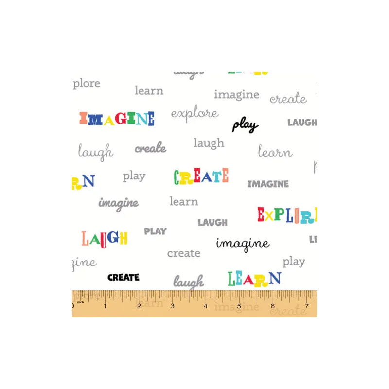 Cubby Bear Flannel 2021 Whistler Studios 52706-1 White Play Words Flannel