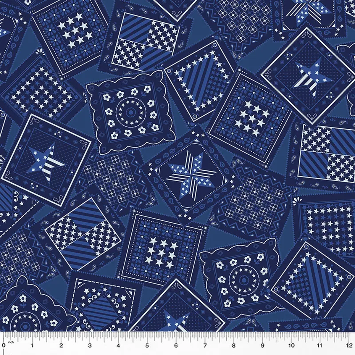 Americana Whistler Studios 53051-3 Navy Patriotic Bandana Cotton