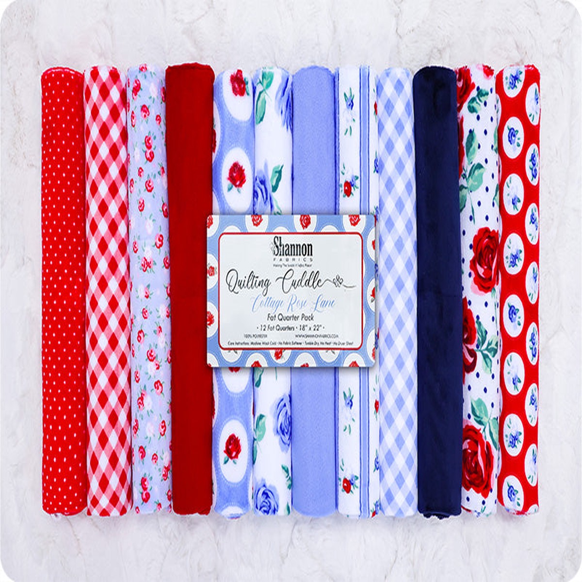 Fabric Shannon Precuts Cottage Blue Bonnet Quilting Cuddle 12pc Fat Quarter Pack CKFQ12COTTAGEBLUEBONNET