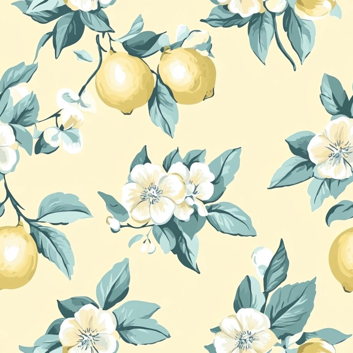 Lemon Floral Shabby Chic Pattern 4 Quilting Cotton Fabric