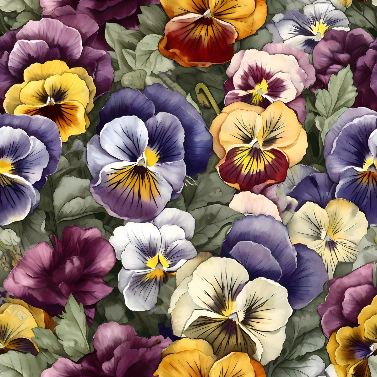Pansy Flowers Pattern 8 Quilting Cotton Fabric
