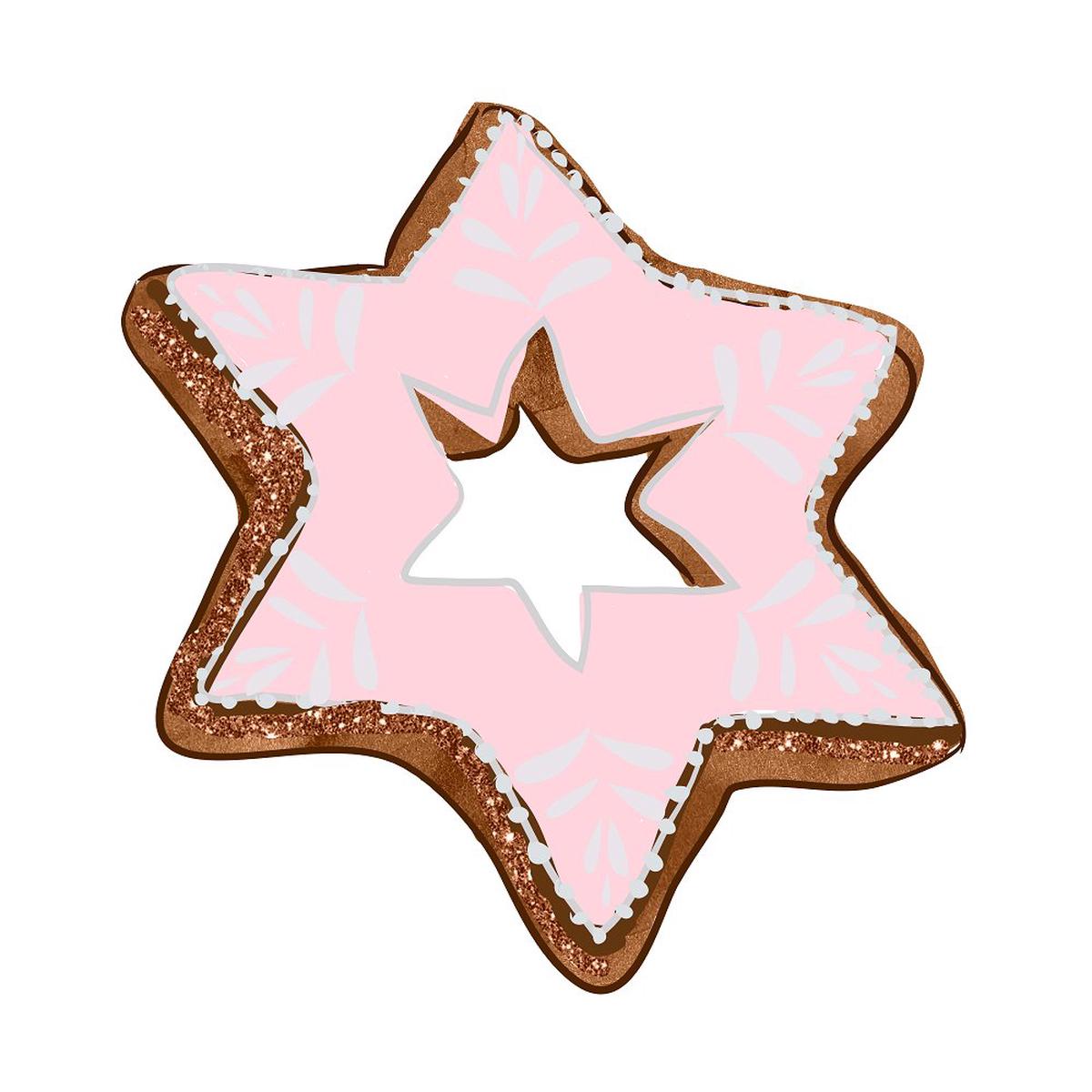 Snowflake Cookie Fabric Panel - Pink