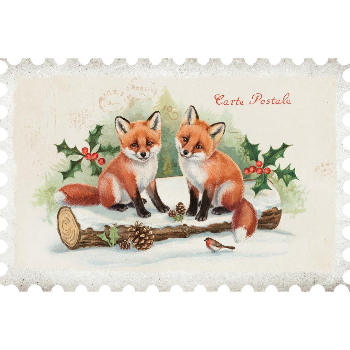 Vintage Christmas Postage Fabric Panel 11