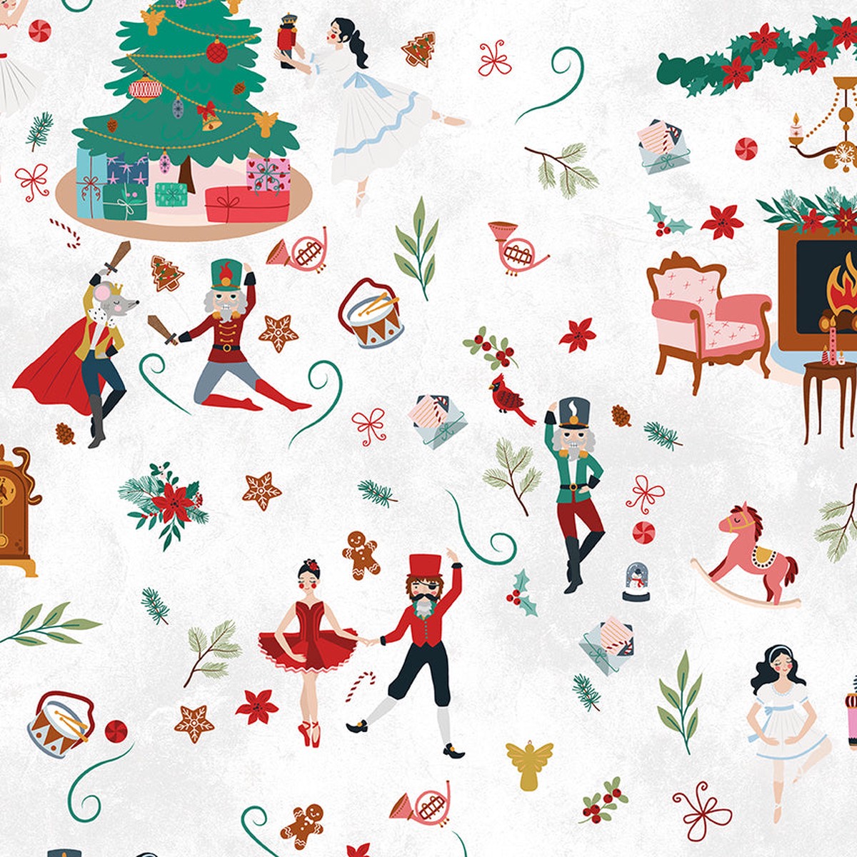 Fabric Riley Blake Snow Main Nutcracker Tradition by the Quarter Yard CD17670-SNOW
