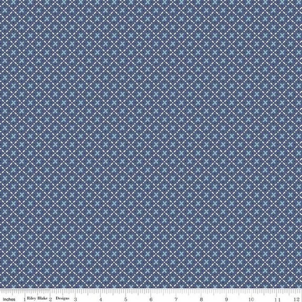 1/4 Yard 9x42 Riley Blake "Bee Plaids" Barn Dance Denim Blue Cotton Lori Holt