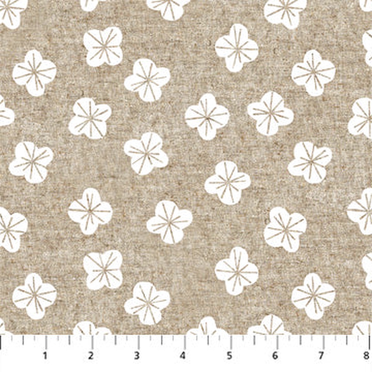 Figo In The Dawn Linen/Cotton blend - Tossed Buds in White