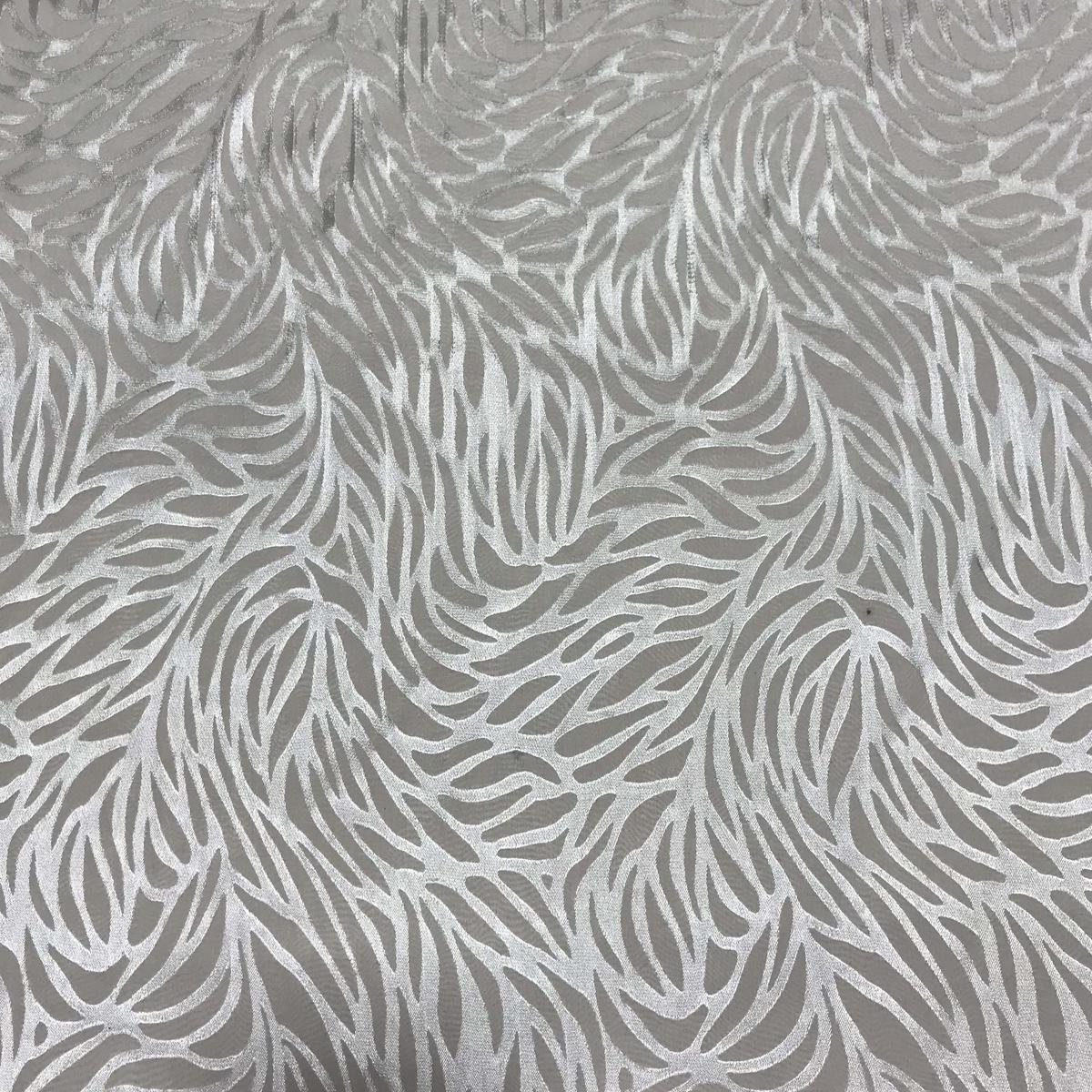 Burnout Devore Satin Fabric - White Seaweed - 1/4 Yard by 45"