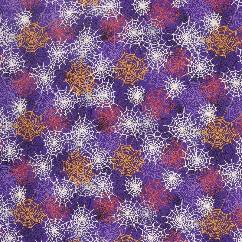 Happy Hauntings Fabric Collection - Spooky Spiderwebs Purple