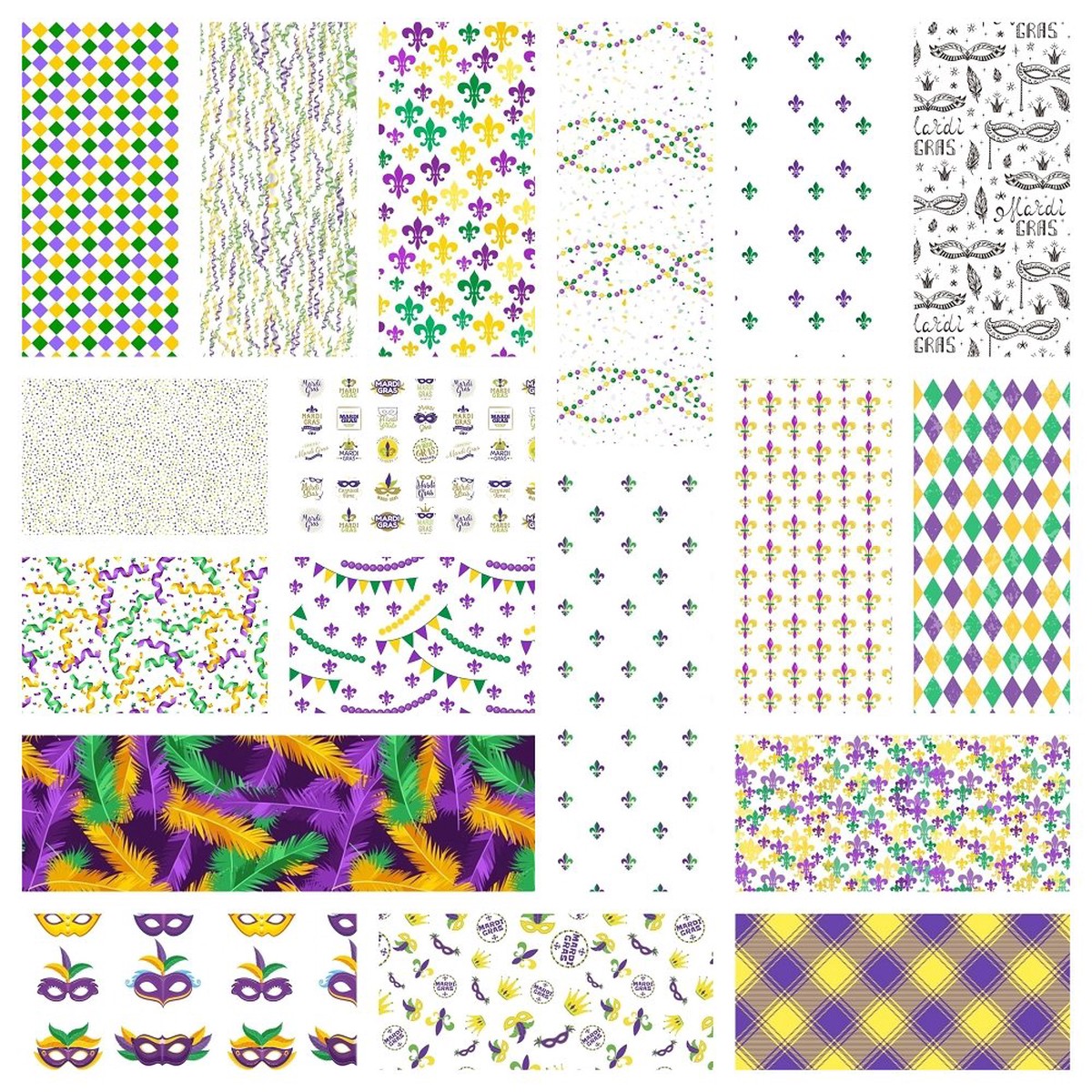 Mardi Gras Fabric Collection - 1 Yard Bundle