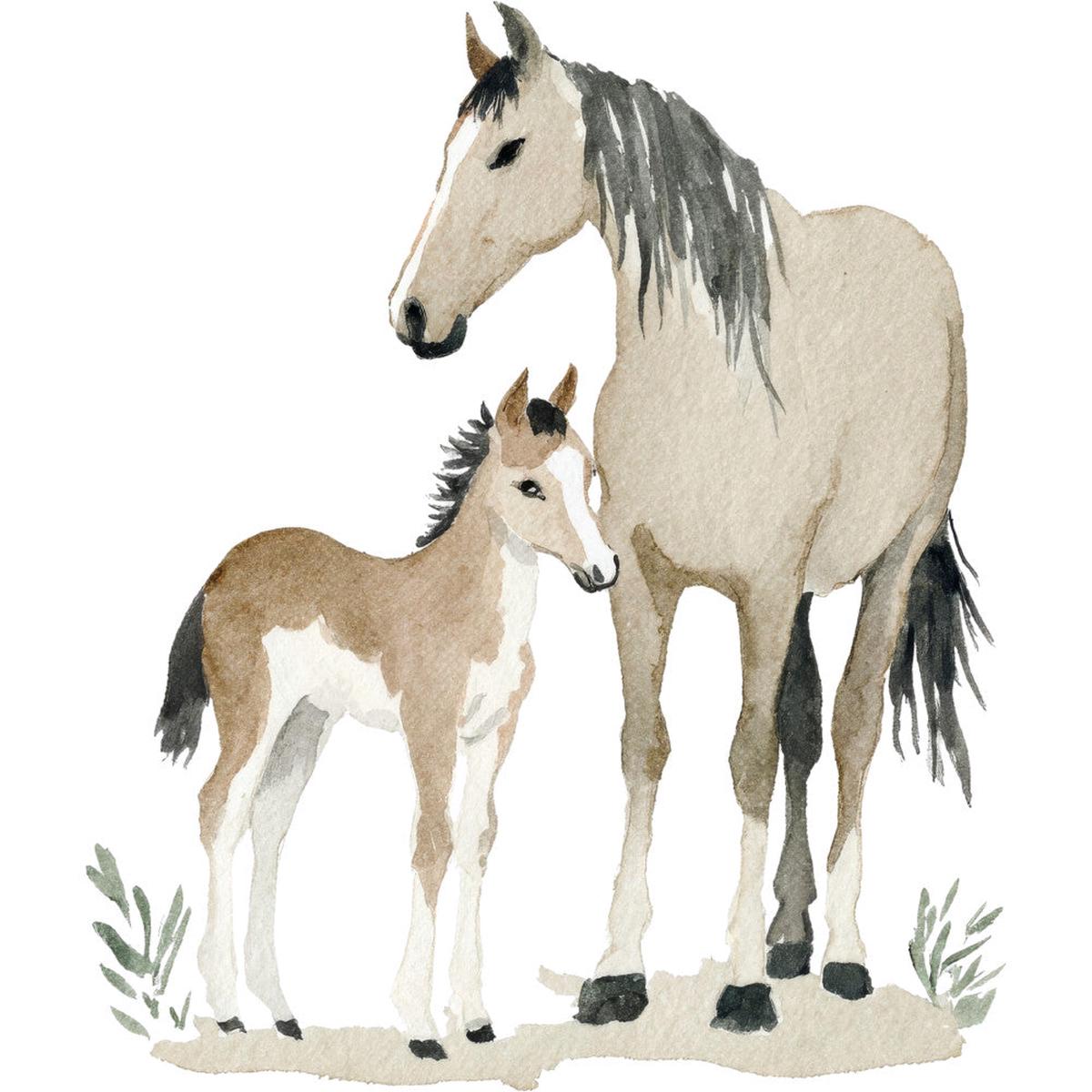 Watercolor Horses Fabric Panel 6