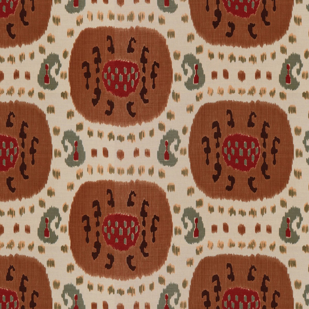 Samarkand Cotton And Linen Print - Brown On Beige
