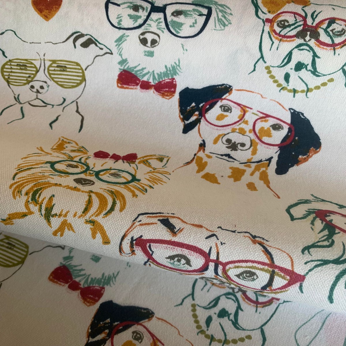 Smart Dog Dogs in Glasses - Richloom Cotton Canvas Fabric