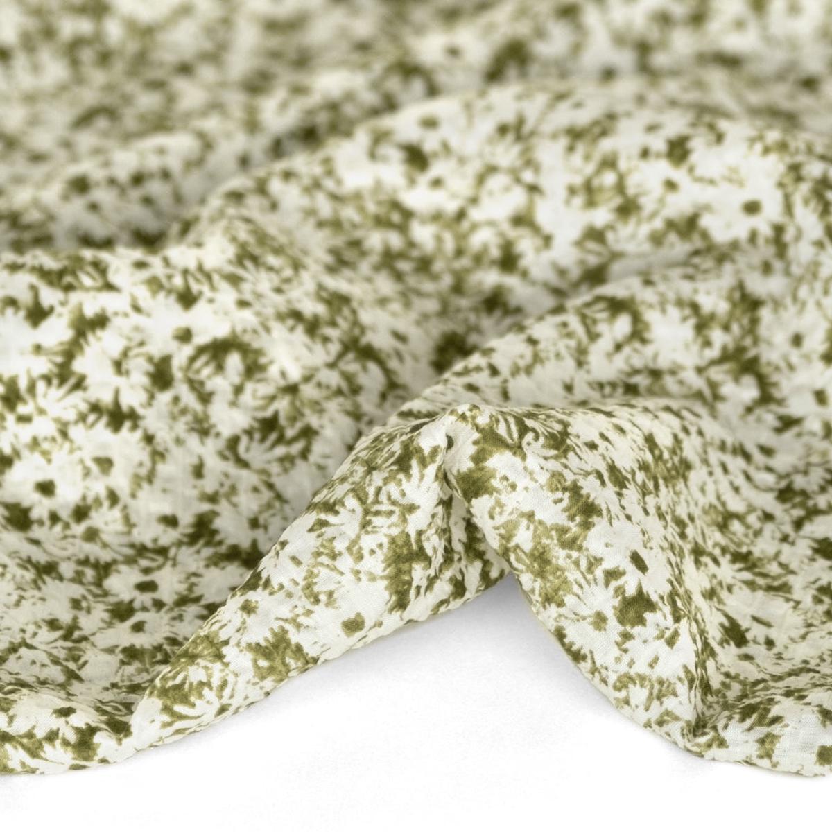 Meadow Crinkle Cotton - Olive/Ecru