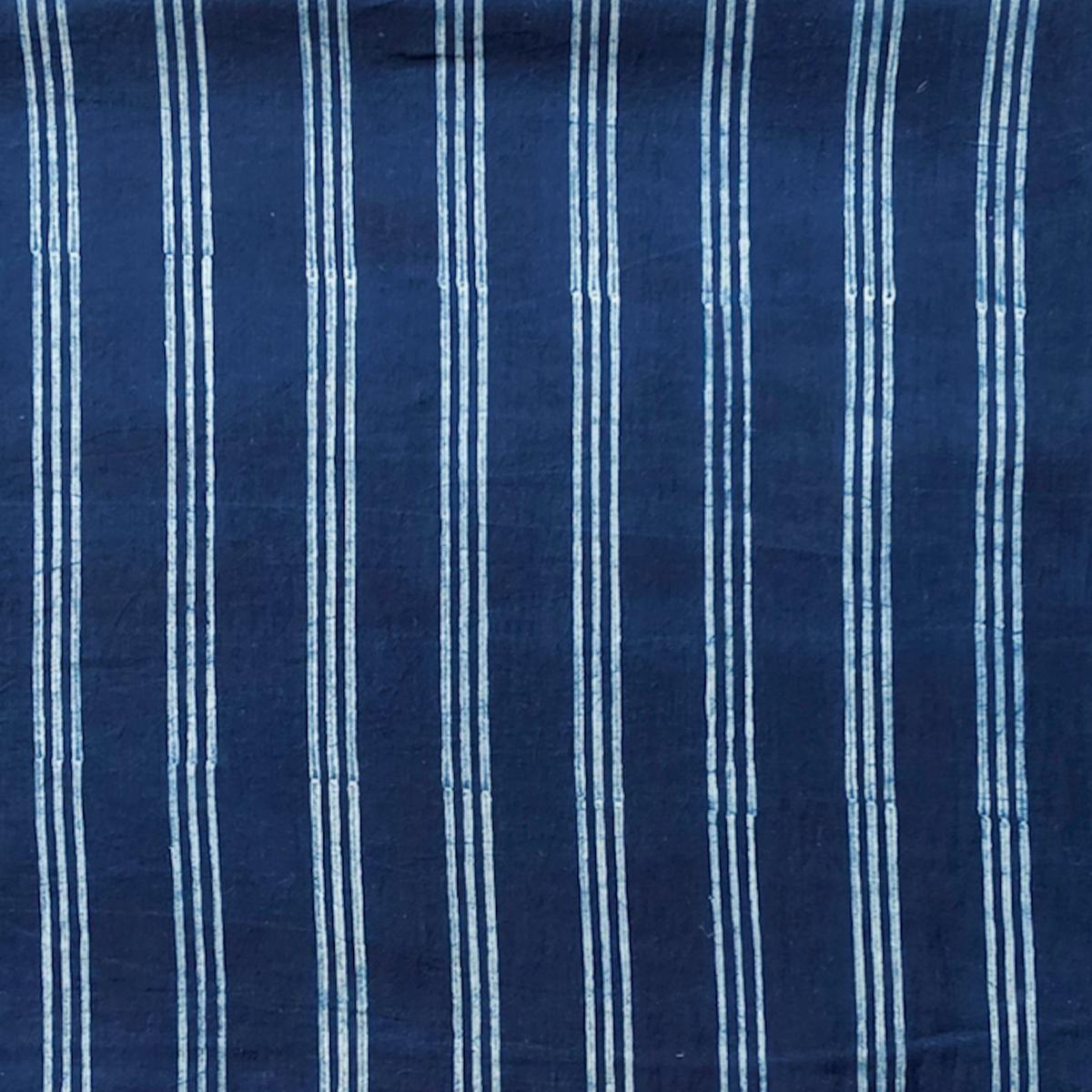 Pure Cotton Akola Indigo With Triple Stripes Hand Block Print Fabric