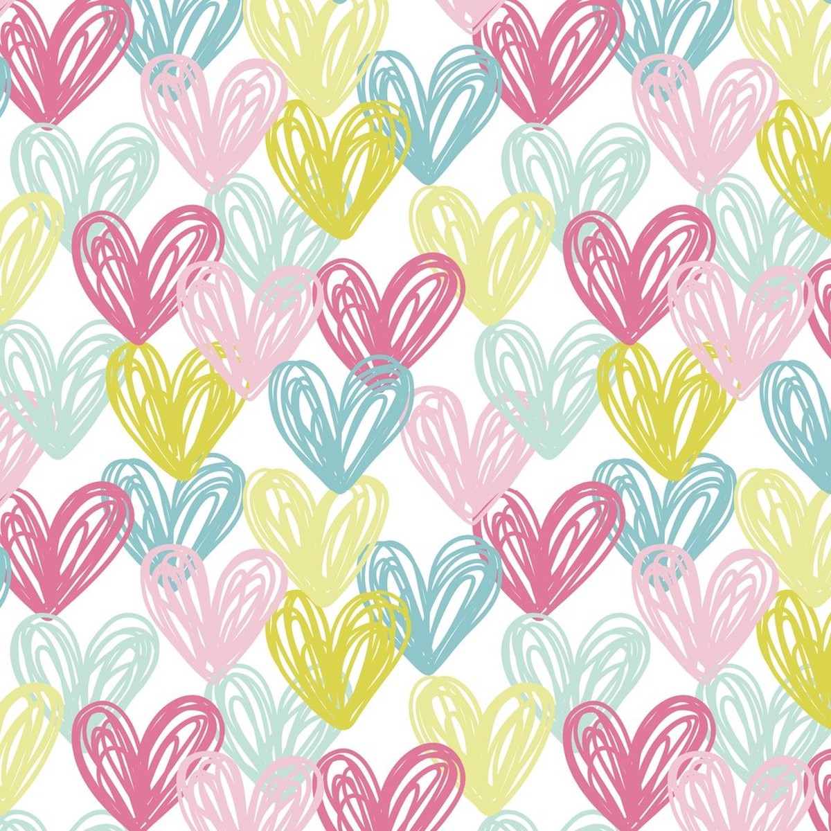 Scribbled Hearts Fabric