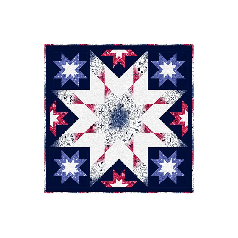 Americana Whistler Studios 53114DQT-X Multi Starry Blue Digital Quilt Top Cotton