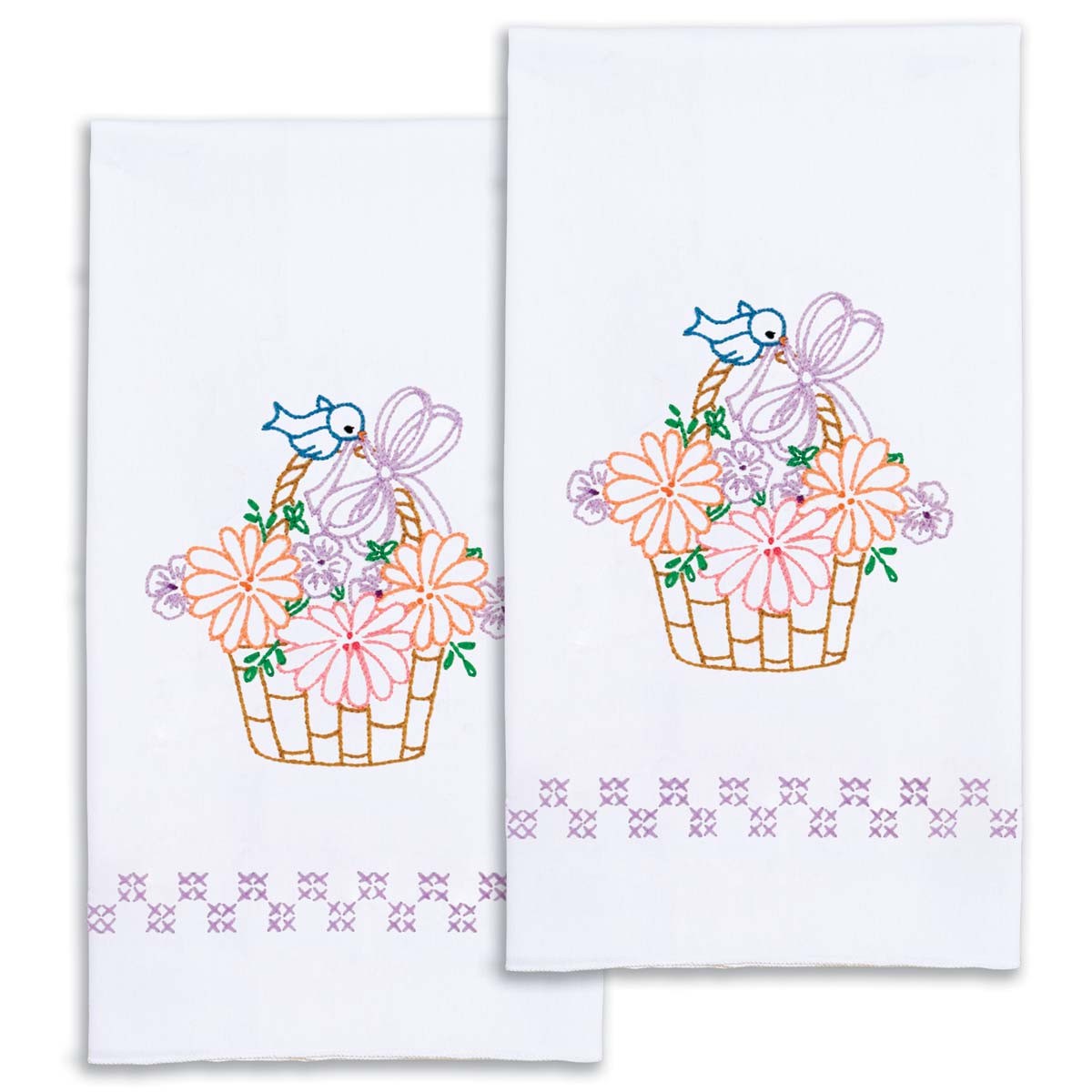 Bird on a Basket Decorative Hand Towels