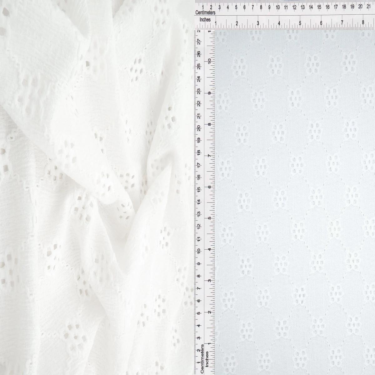 Geo Floral Eyelet Lace Fabric - LACE4556 - IVORY
