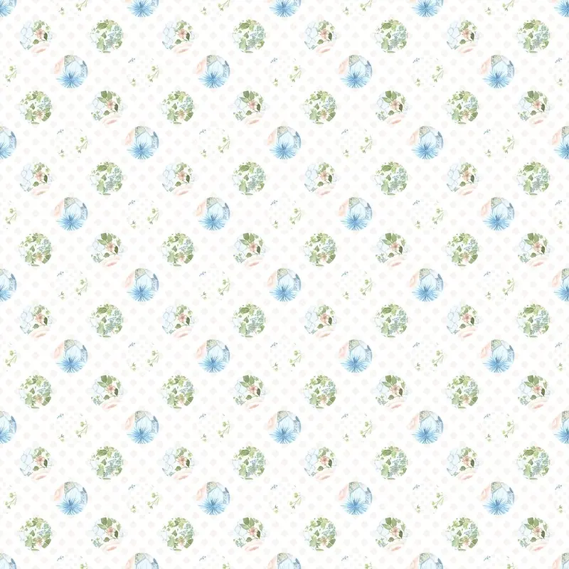 Powder Blue and Green Dots Fabric