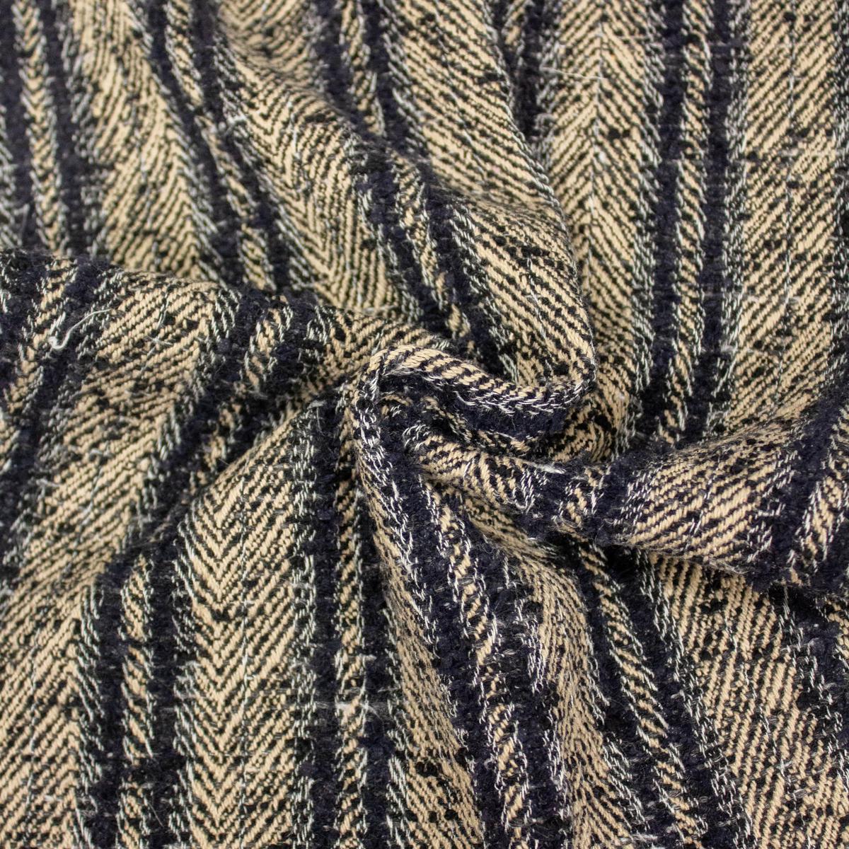 Saar Blue/Beige Striped Polycotton Jacquard Fabric