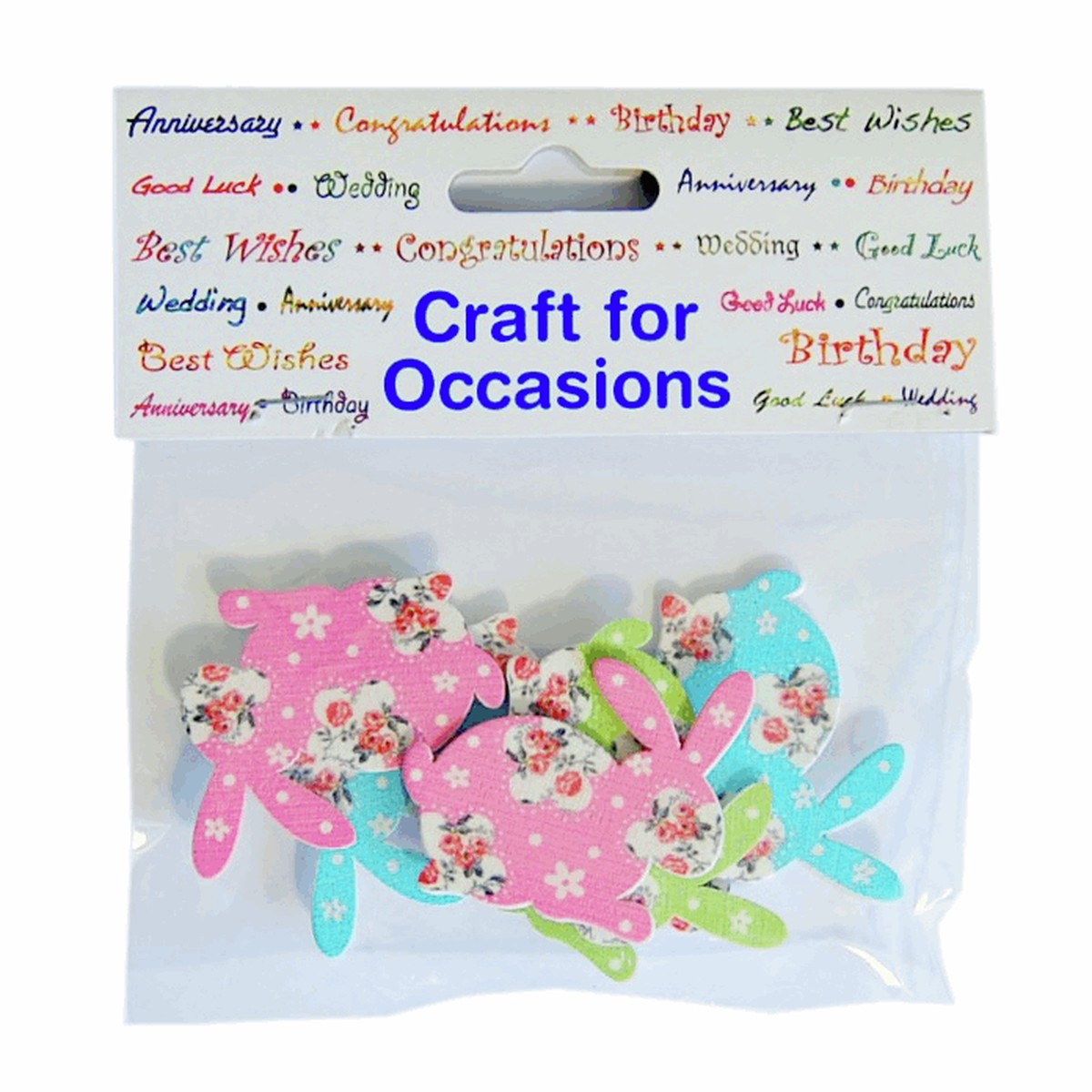 Craft Embellishments (6pcs) - Floral Patch Rabbit
