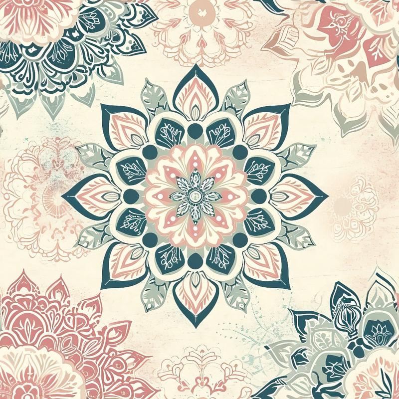 Pastel Mandala Pattern 9 Quilting Cotton Fabric