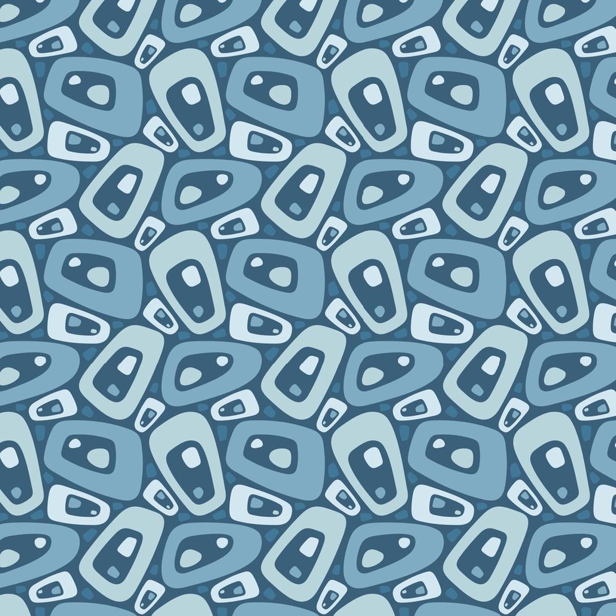 Vintage Atomic Ornament Fabric - Blue
