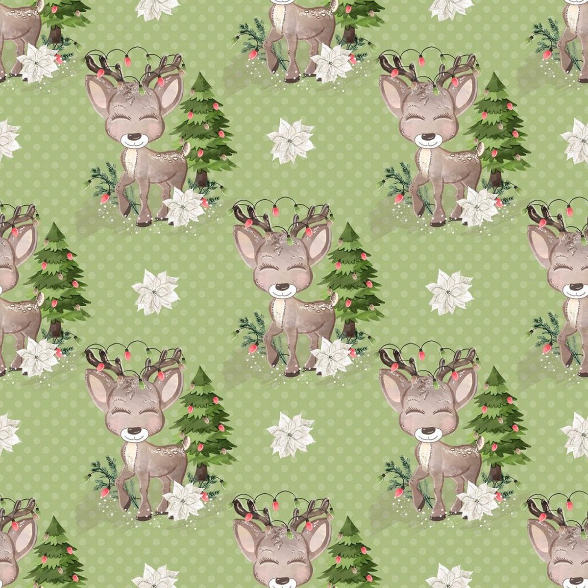 Little Bambi on Dots Fabric - Green