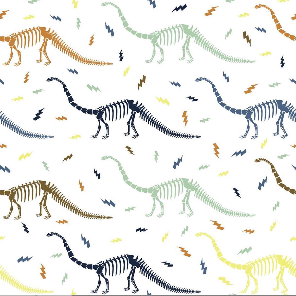 Dinosaur Skeletons lightning Fabric
