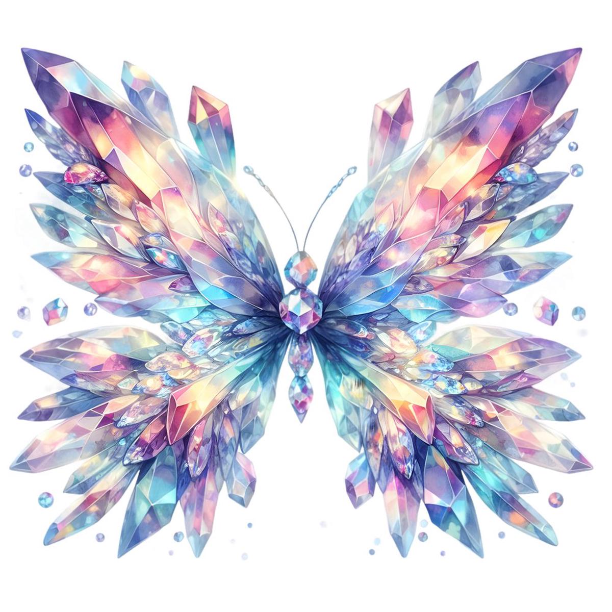 Mystical Butterflies Crystal 2 Fabric Panel