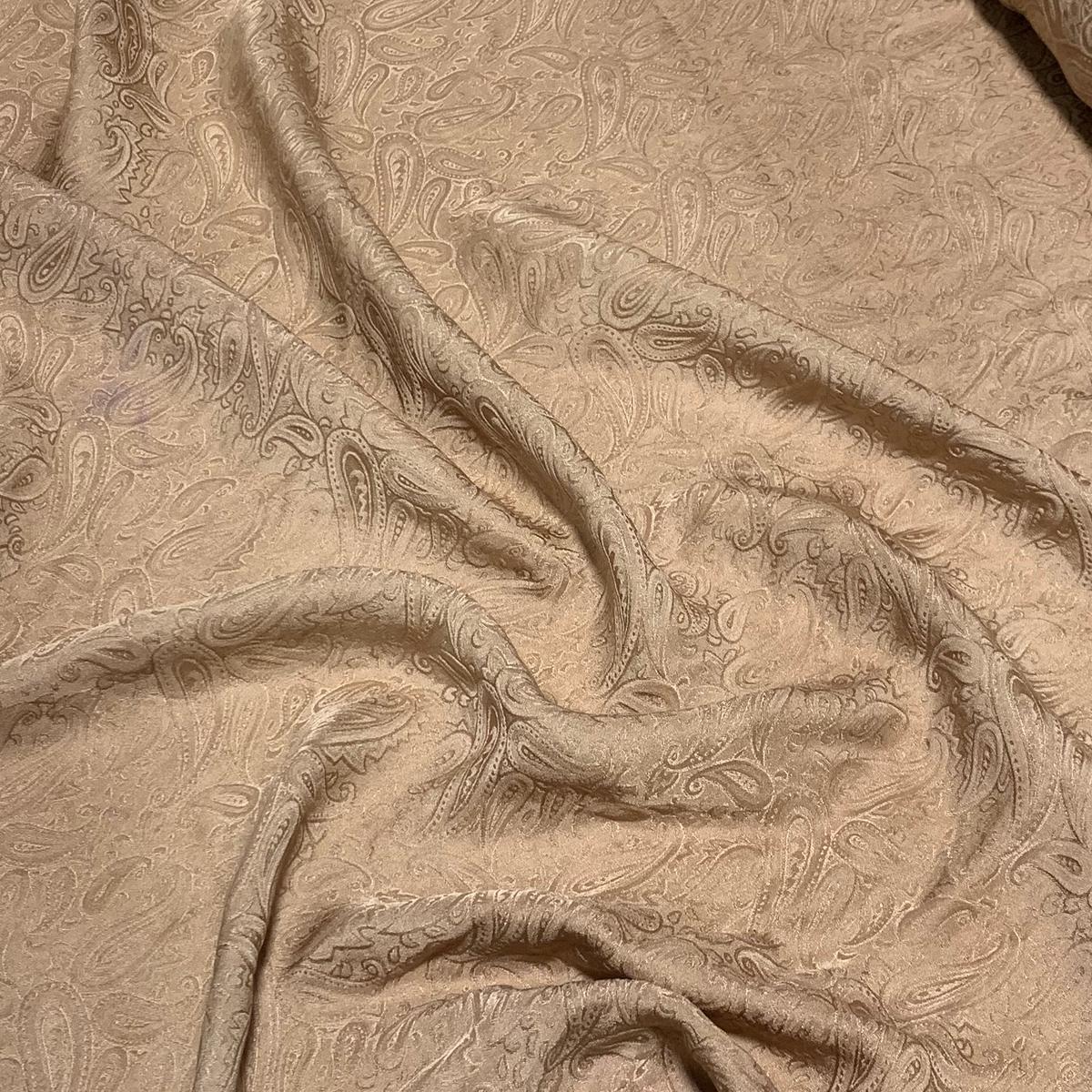 Terra Cotta Brown Paisley - Hand Dyed Silk Jacquard - 1/4 Yard x 45"