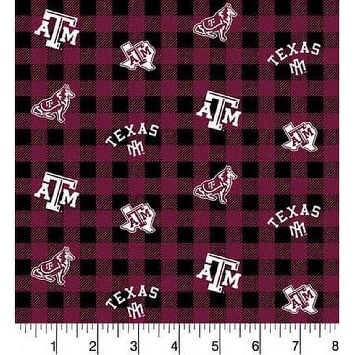 Texas A&M University Cotton Fabric - Buffalo Plaid Design