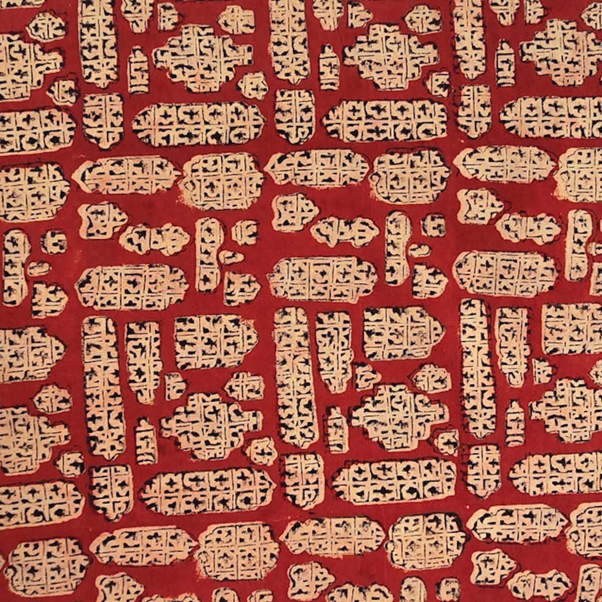 Pure Cotton Bagru Rust Red With Cream intricate designs Hand Block Print Fabric