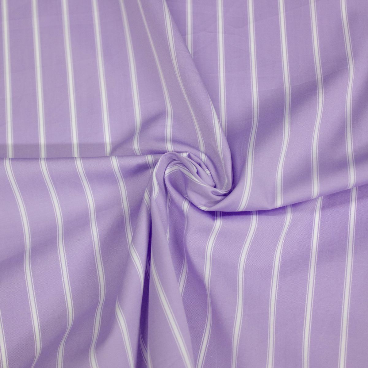 Maro Purple Striped Cotton Poplin Fabric