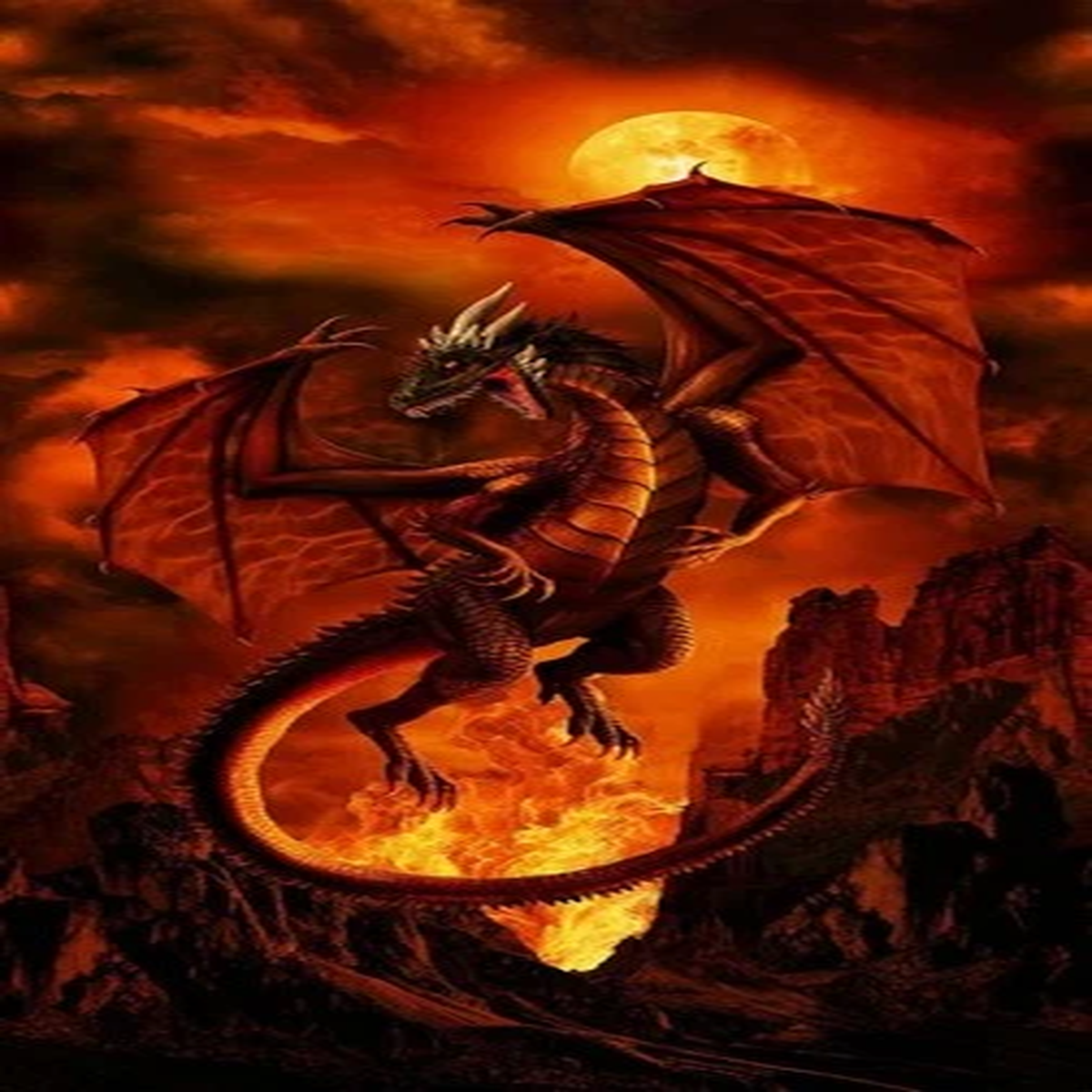 24" X 44" Panel Dragon Fire Panel Dragons Fire Cotton Fabric D680.93