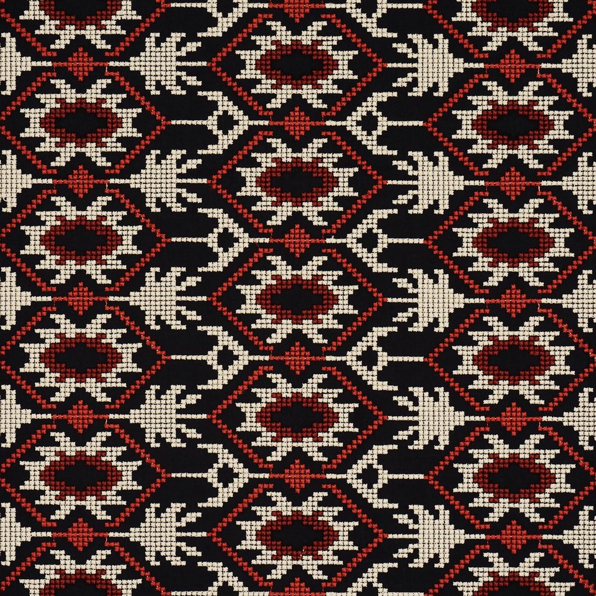 Andean Tribute Embroidery Ruby Midnight Shadows 85410 by Schumacher Fabric