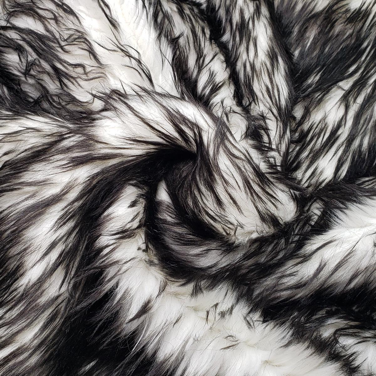 Furrier Specialty - Long Hair Faux Fur Poly Knit - Black/White - 1.2M Bundle