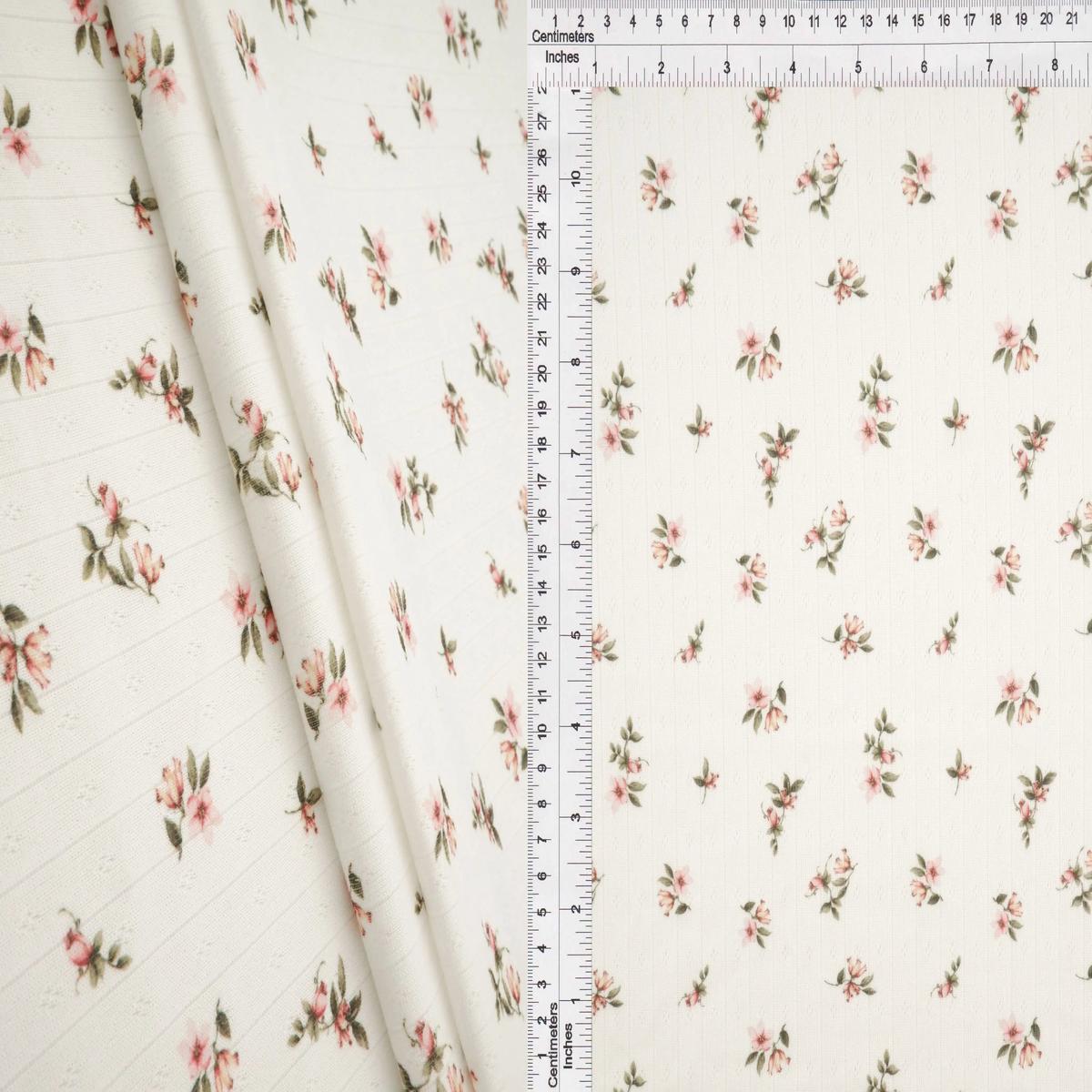 Pointelle Ditsy Print Knit Fabric - KNT4622-M11540D - IVORY