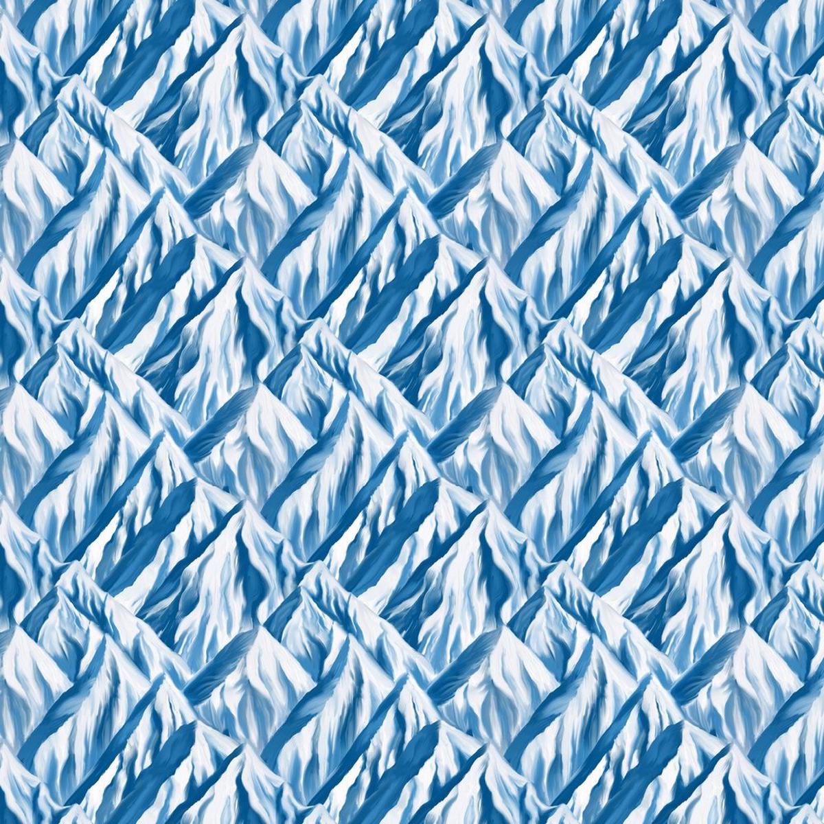 Snow Mountains Fabric - Blue