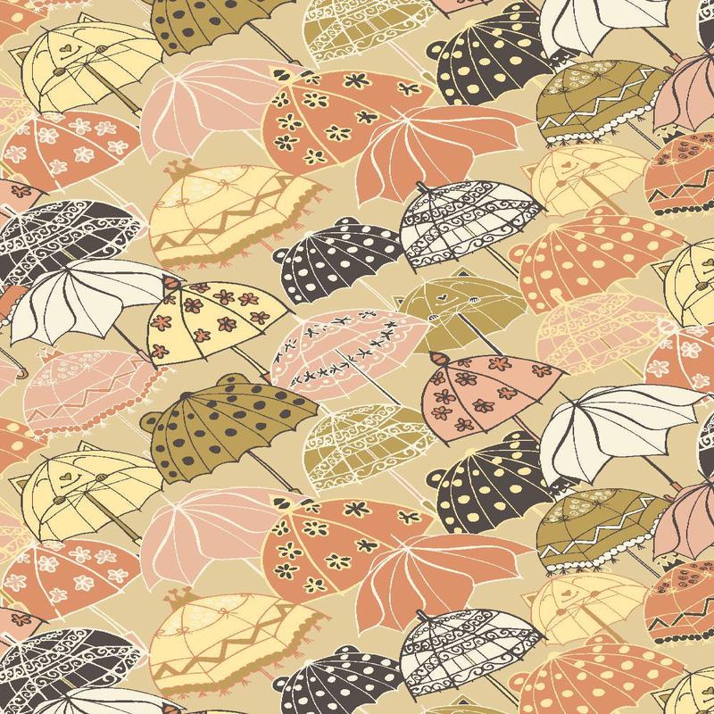 Splish Splash Under My Umbrella By Bright Leaf Design For RJR Fabrics Muted Yellow