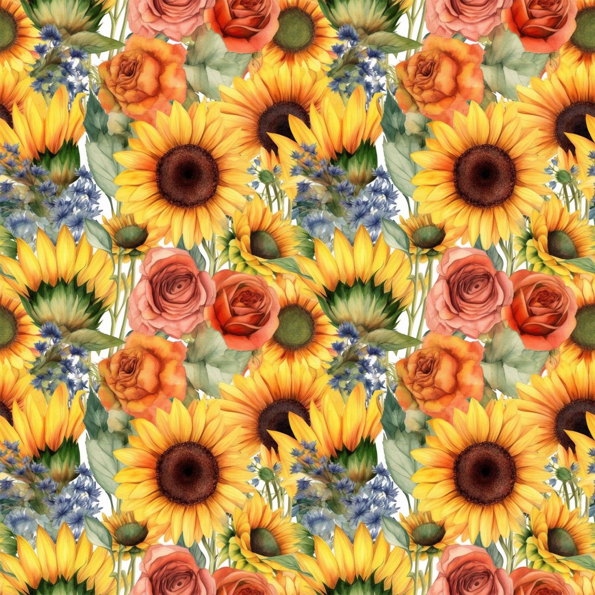 Sunflower and Butterfly Pattern 22 Quilting Cotton Fabric