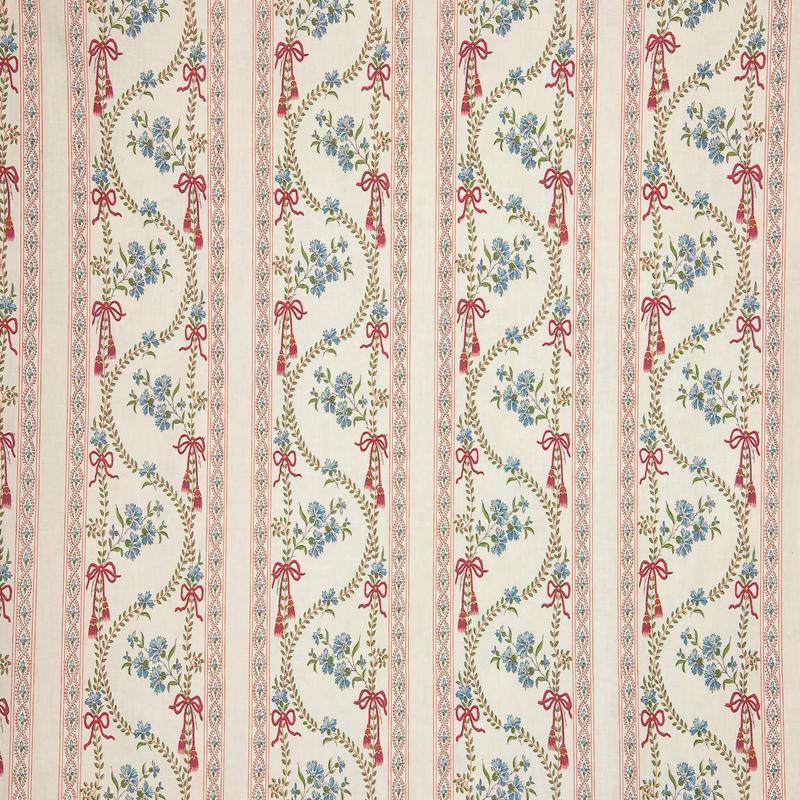 Braquenie Les Bleuets - Rayure 6 Chemins Creme Fabric B063C001