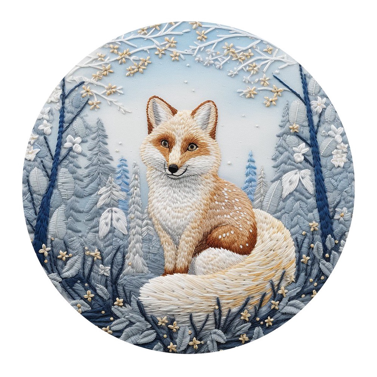 Christmas Ornaments Fox 7 Fabric Panel